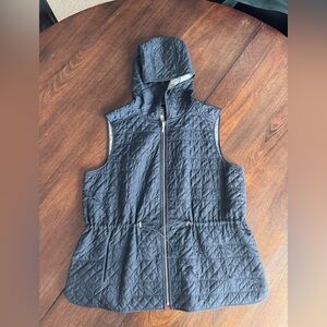 Lafayette 148 New York Quilted Navy Vest With Hood